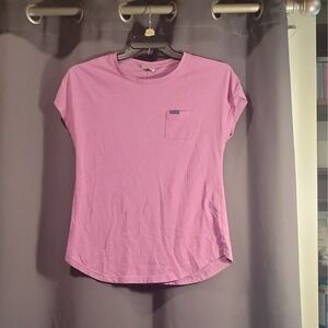 Columbia Women's Solid Pink Crew Neck Short Sleeve Pocket T-Shirt Regular M